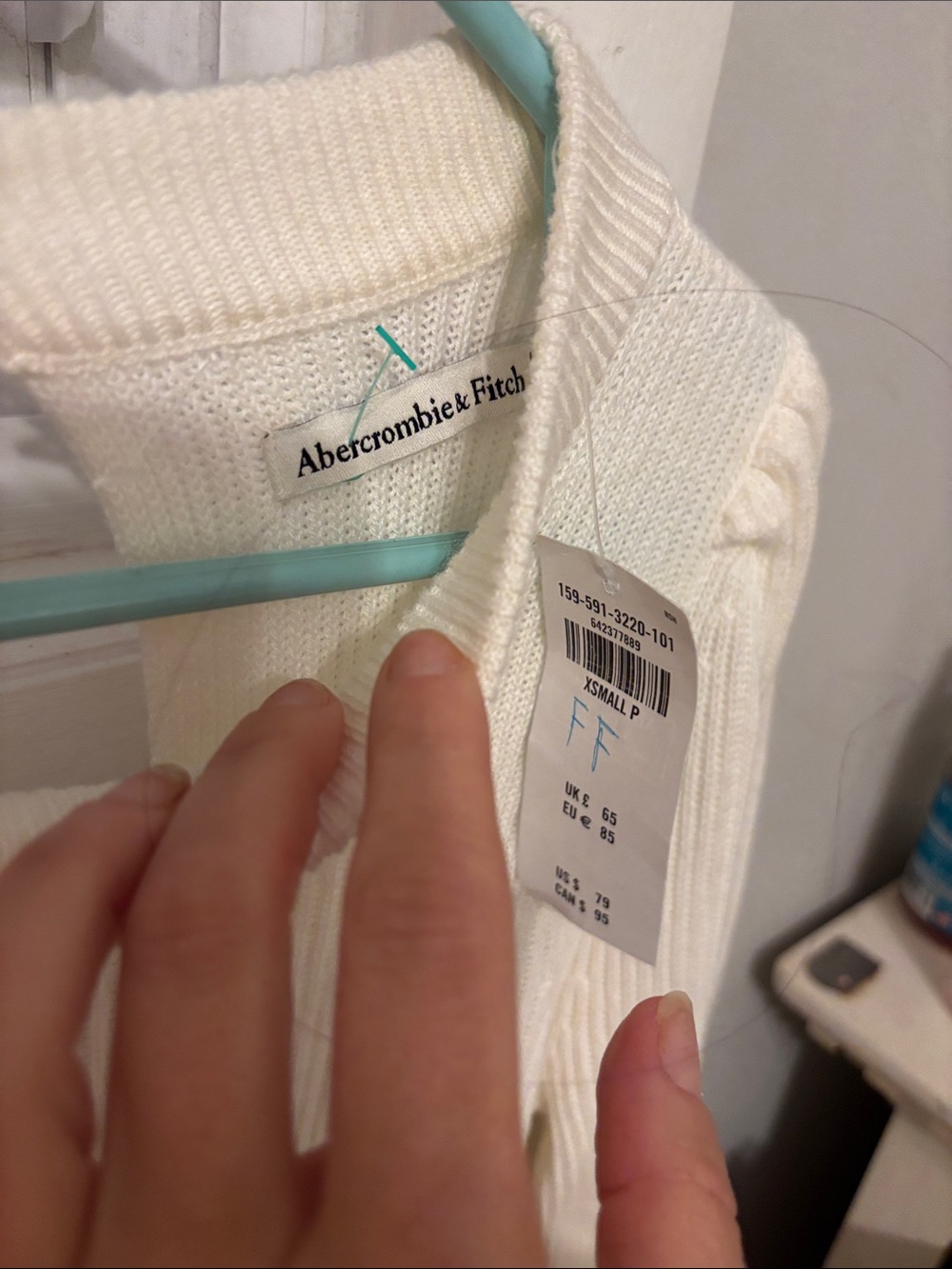 Abercrombie + Fitch XS Sweater Dress NWT Cream Knit Long-Sleeve Sweater Dress - Picture 2 of 5
